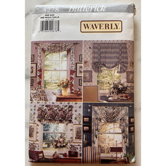 Butterick Craft Sewing Pattern Curtains Valances Decor 4 Styles - Picture 1 of 7